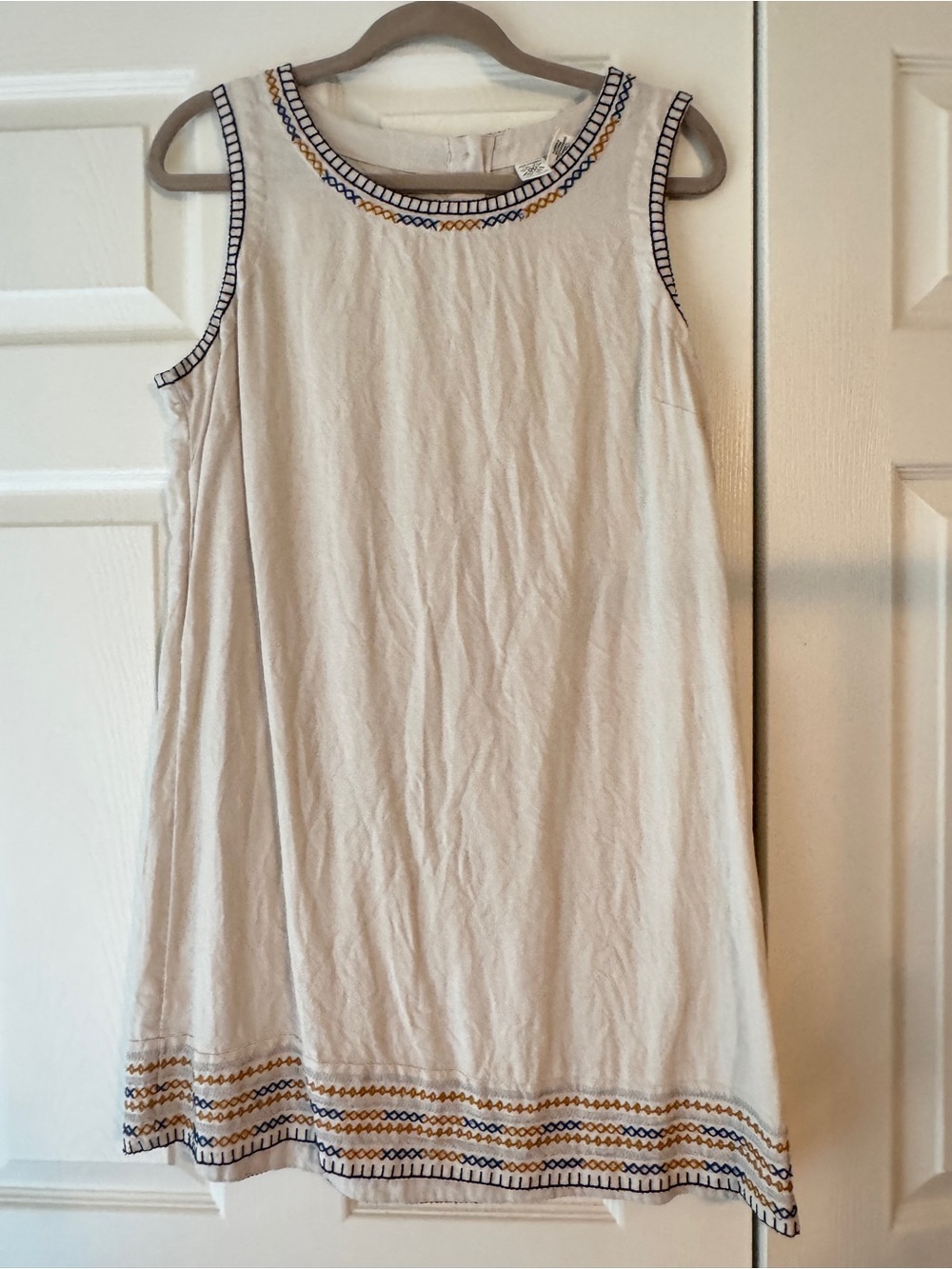 Sleeveless White Embroidered Shift Dress